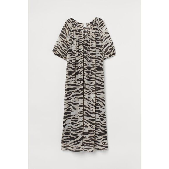 H&M Zebra Print Chiffon Midi Dress NWT XS - Picture 1 of 8